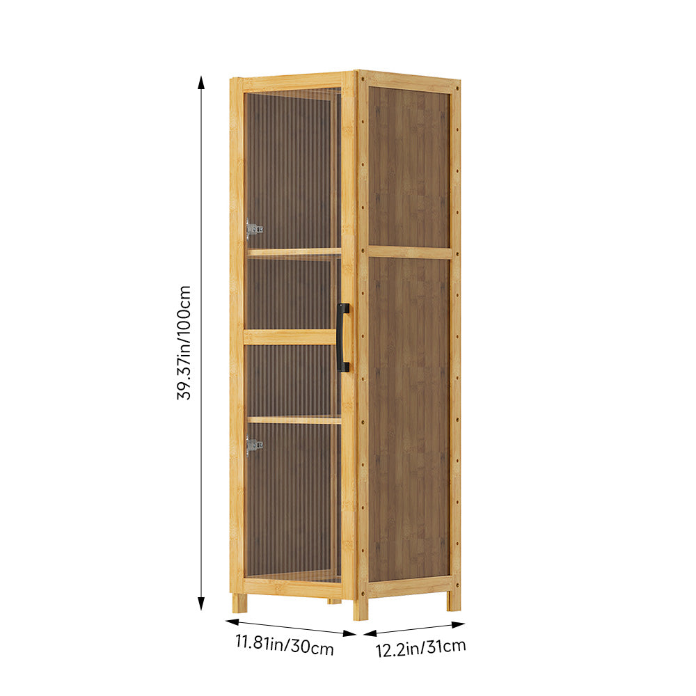 3-Tier Narrow Bookcase Storage Cabinet with Acrylic Door