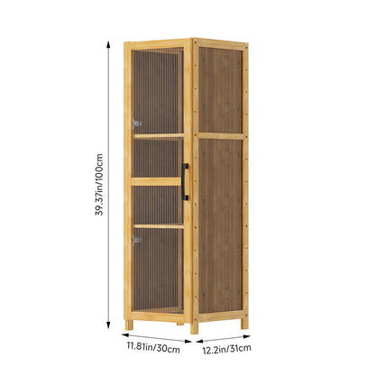 3-Tier Narrow Bookcase Storage Cabinet with Acrylic Door