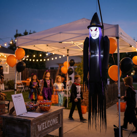 182cm Blow-Up Halloween Scary Witch Inflatable Decoration with Built-in LED Lights