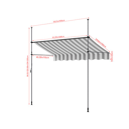 Retractable Awning with Adjustable Support Poles