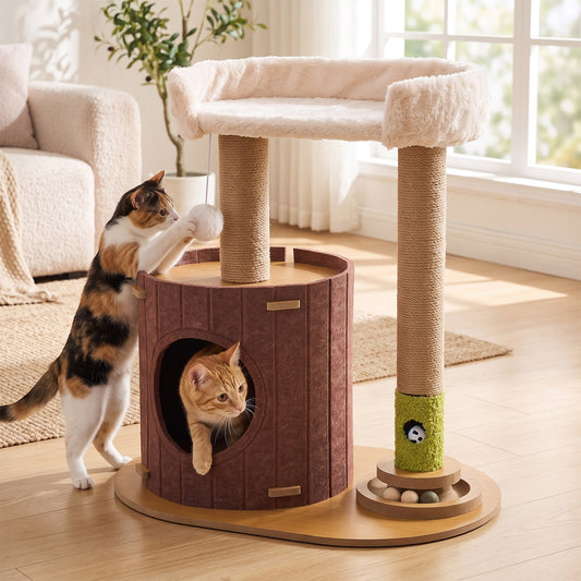 Cat Tree with Scratching Posts and Toy