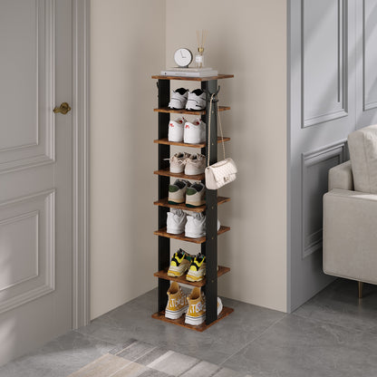 Natural Wood 8-Tier Shoe Rack for Entryway