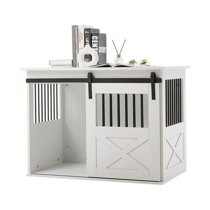 Wooden Dog Crate with Lockable Barn Door