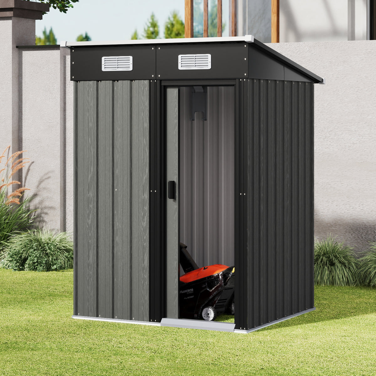 4 x 4 ft Metal Garden Storage Shed with Pent Roof