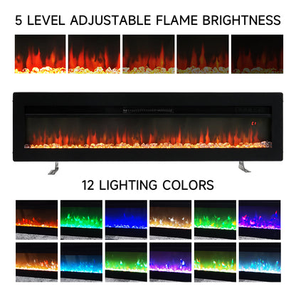 40/50/60/70 Inch Electric Fire with 12 Flame Colours & Remote Control