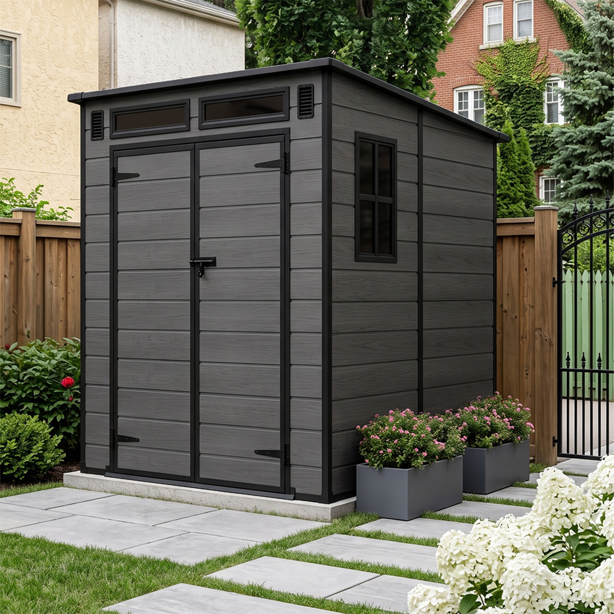 6 x 6 FT Outdoor Garden Pent Roof Tool Storage Shed