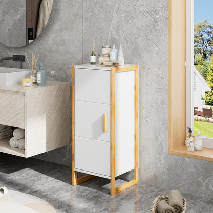 Single-door Freestanding Bamboo Frame MDF Bathroom Cabinet