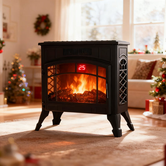 Freestanding Electric Fireplace Heater with Remote Control