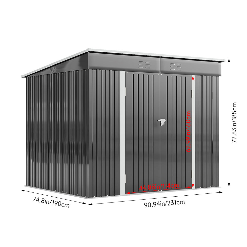 6x8FT Metal Garden Shed with Foundation