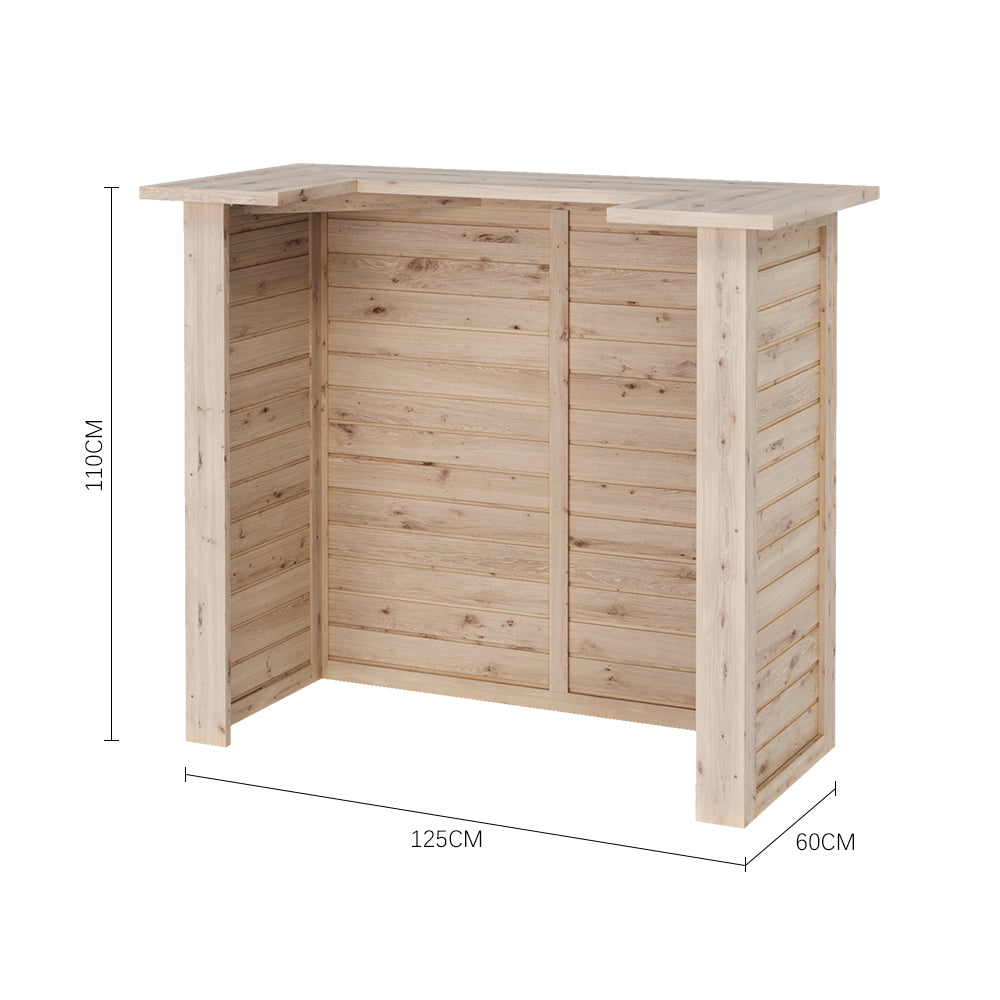 125cm Rustic Wooden Home Bar with Pine Countertop
