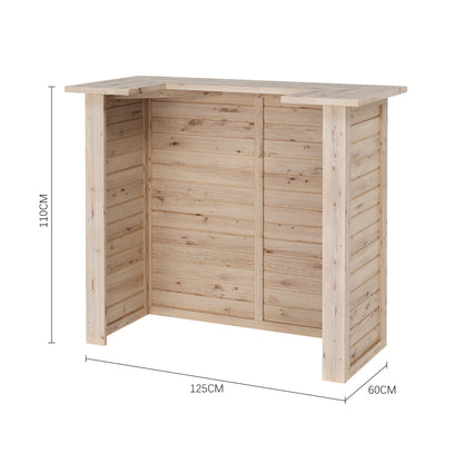 125cm Rustic Wooden Home Bar with Pine Countertop
