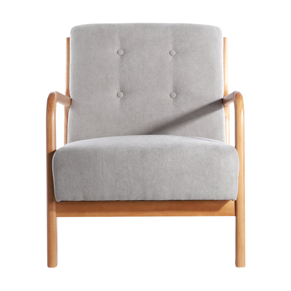Solid Wooden Frame Upholstered Tufted Armchair