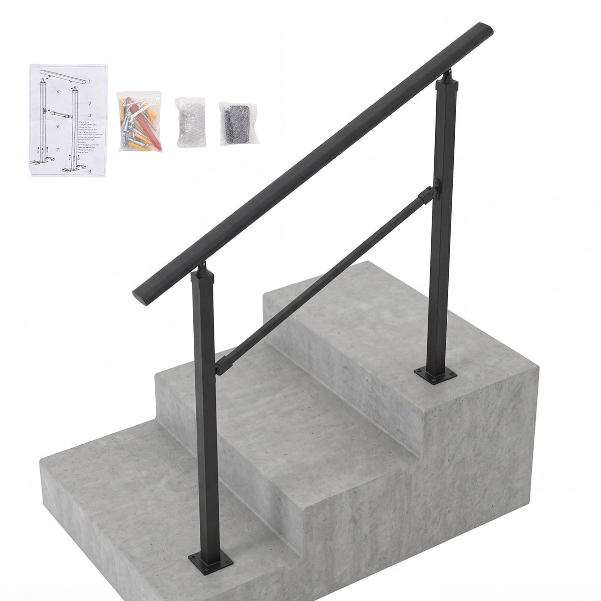 Outdoor Carbon Steel Step Handrail Railing Kit