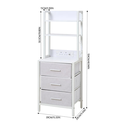 3-Drawer Nightstand with Charging Station & RGB Light Strip