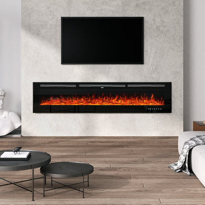 70/80 Inch Wall Mounted/Insert Electric Fireplace with 12 Colours Settings