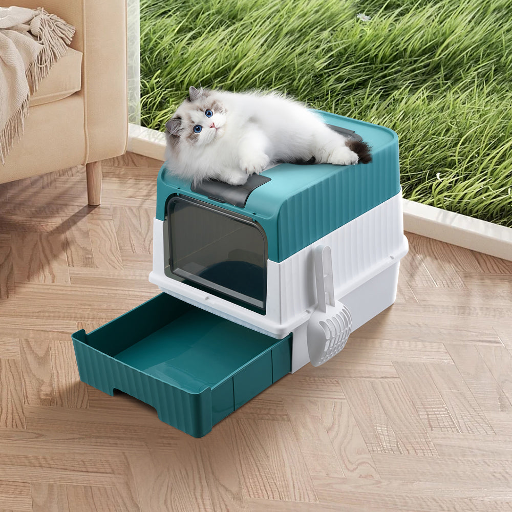 Fully Enclosed Cat Litter Box with UV Sterilization