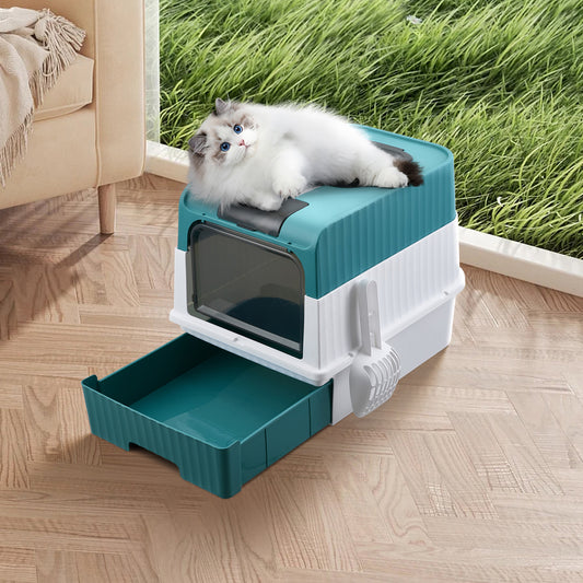 Fully Enclosed Cat Litter Box with UV Sterilization