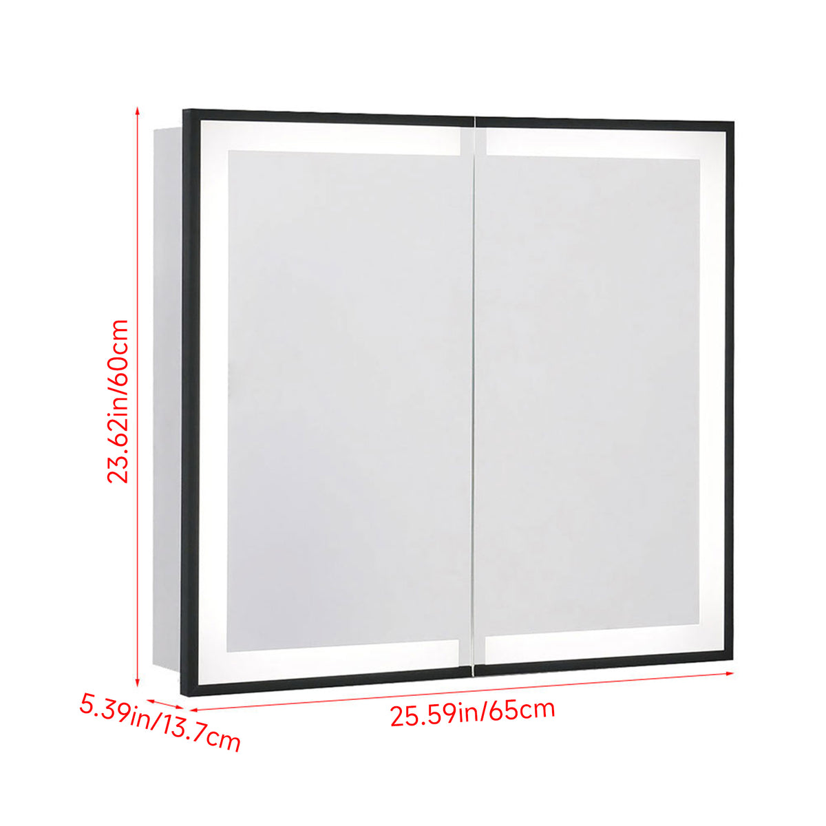 Wall-Mounted Bathroom LED Mirror Cabinet with Adjustable Shelves