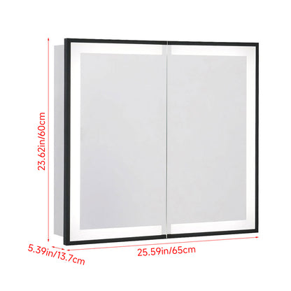 Wall-Mounted Bathroom LED Mirror Cabinet with Adjustable Shelves