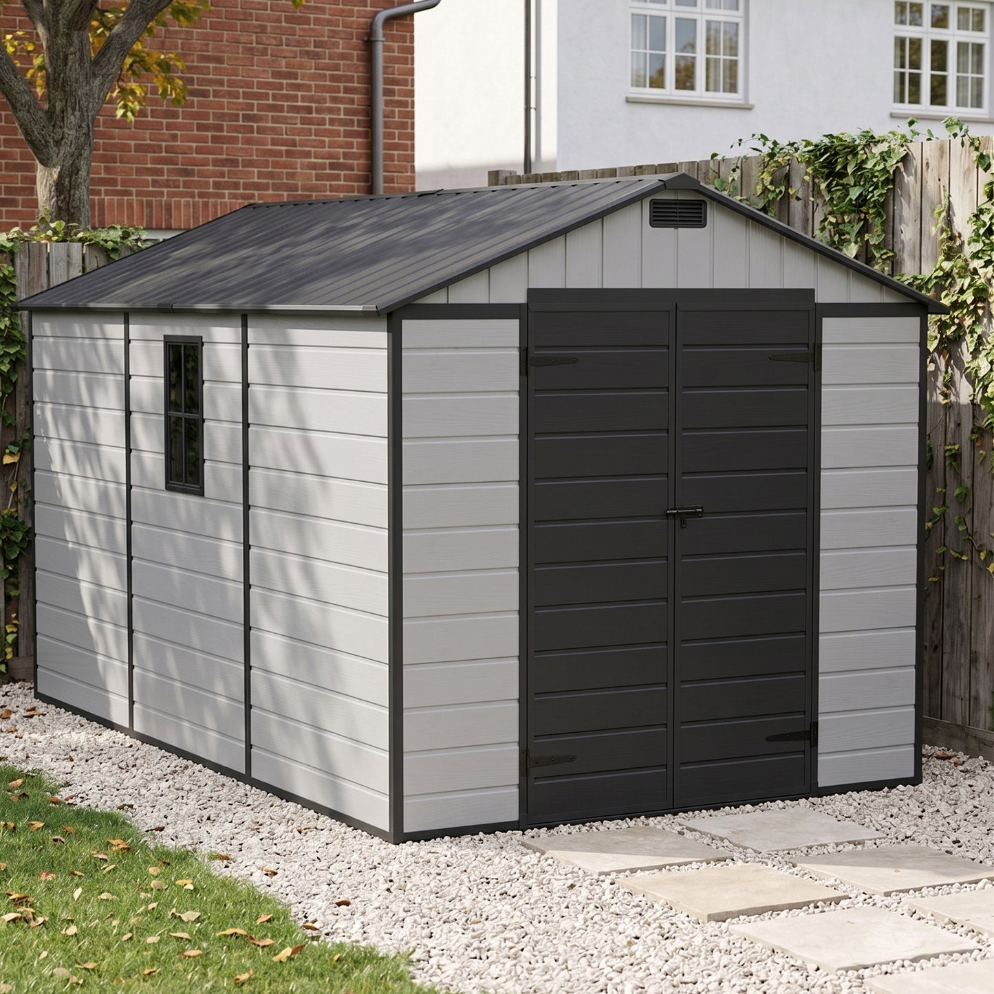 8X12FT Outdoor Aluminum & PP Storage Shed