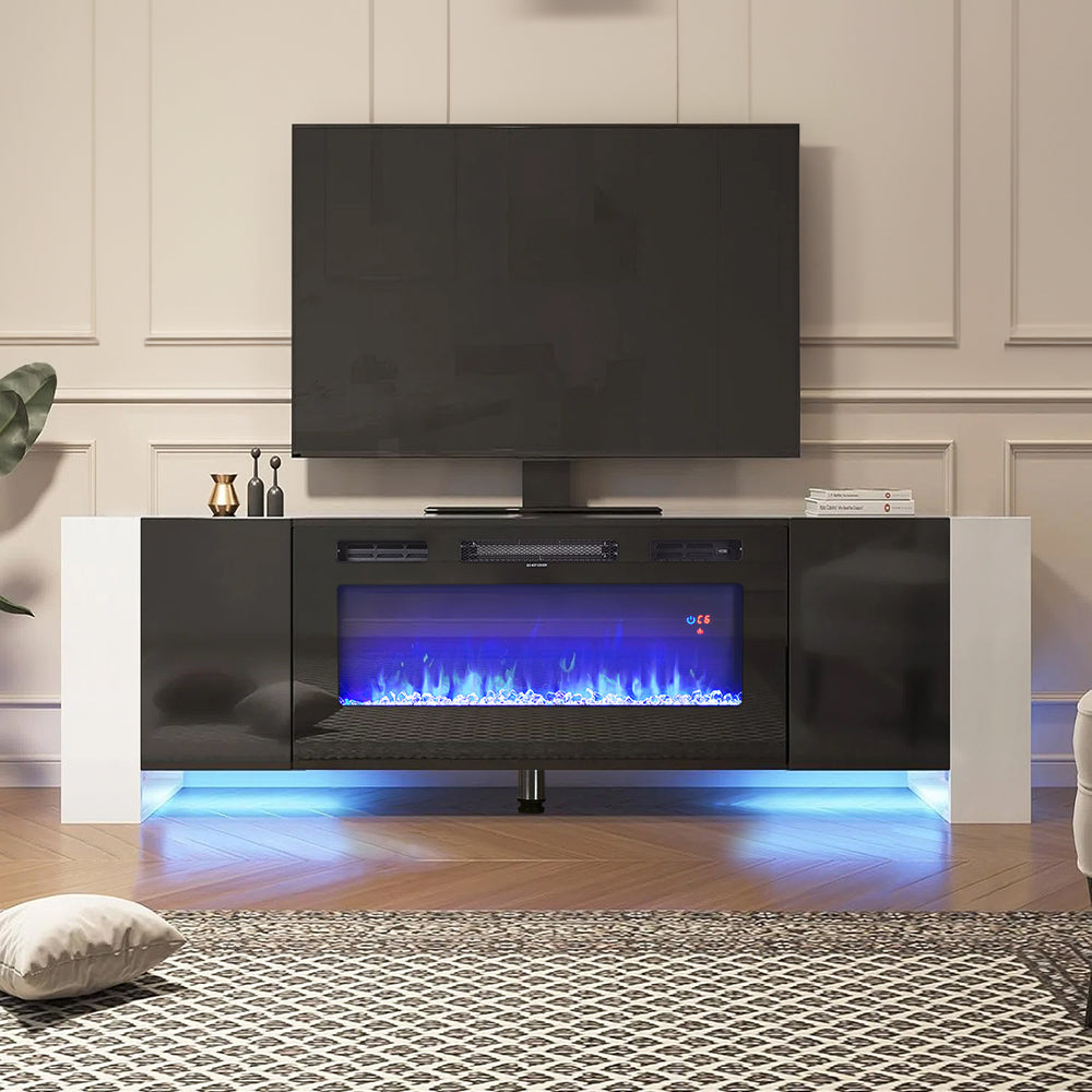 Recessed Electric Fireplace TV Stand with Remote Control