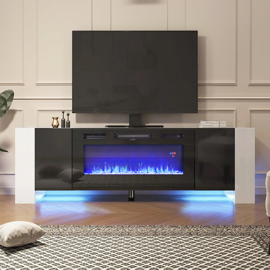 Recessed Electric Fireplace TV Stand with Remote Control