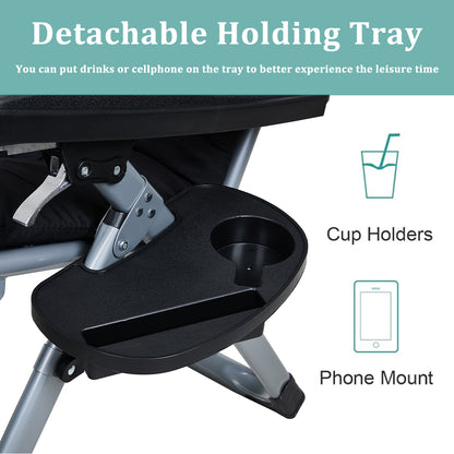 Zero Gravity Foldable Lounge Chair with Headrest & Cup Holder