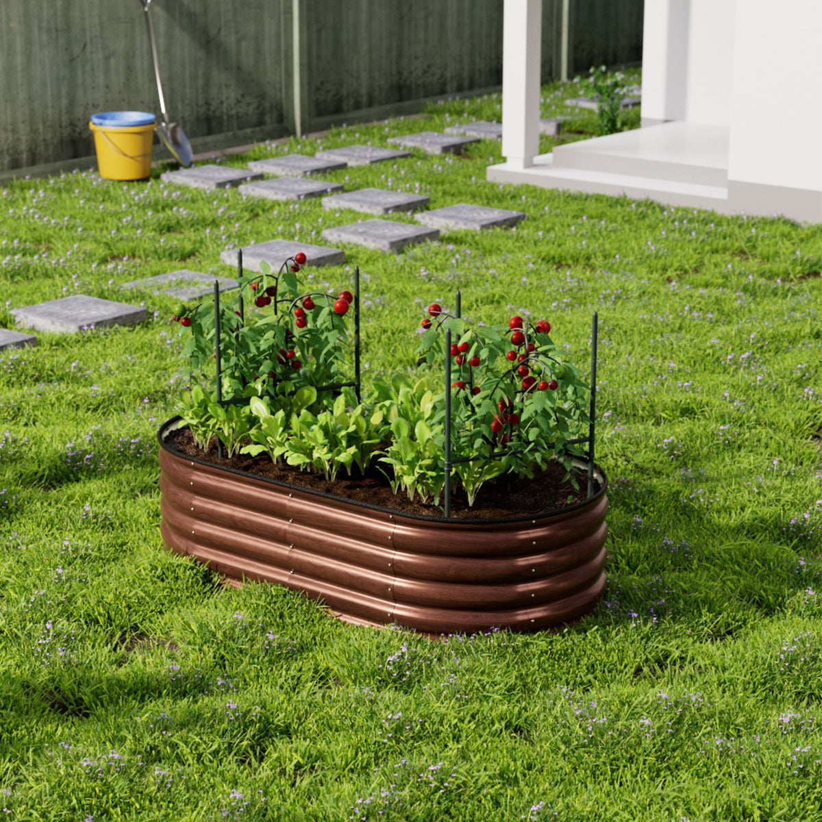 Oval-Shaped Galvanised Steel Raised Garden Bed