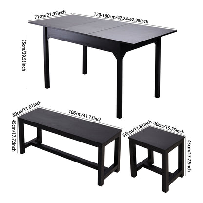 Extendable Wooden Dining Table and Chair Set