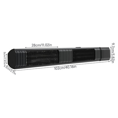 3000W Wall-Mounted Infrared Patio Heater with 9 Temperature Settings & 24H Timer