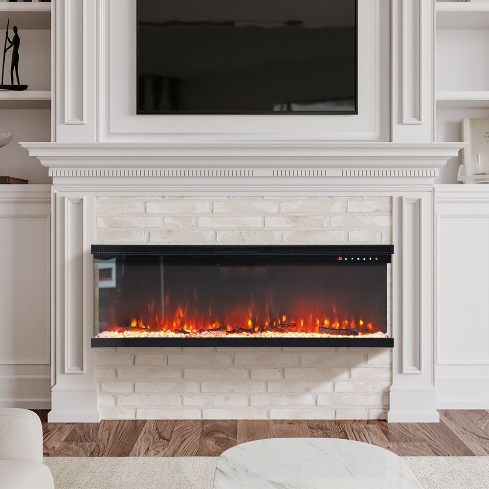 Recessed and Freestanding Electric Fireplace with Remote Control