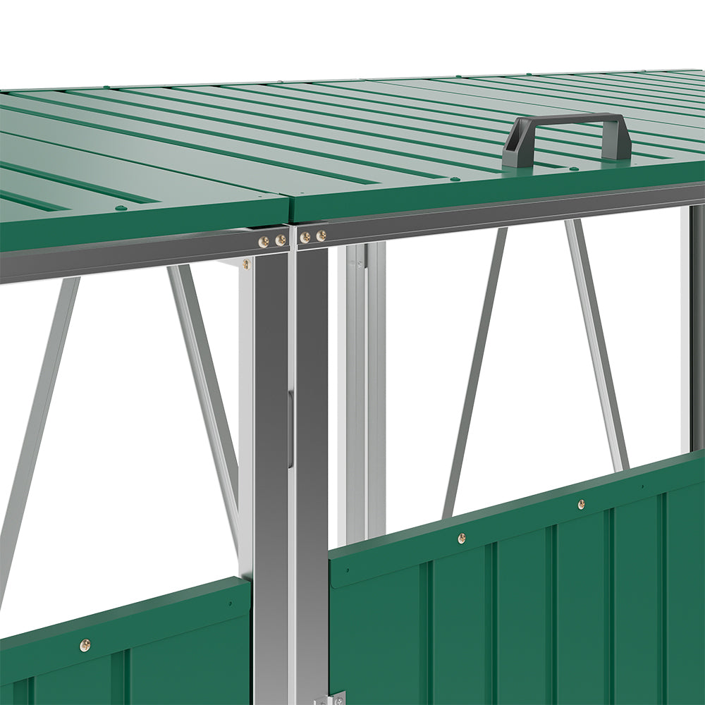 Green Metal Outdoor Garbage Bin Shed For 3 Trash Bin