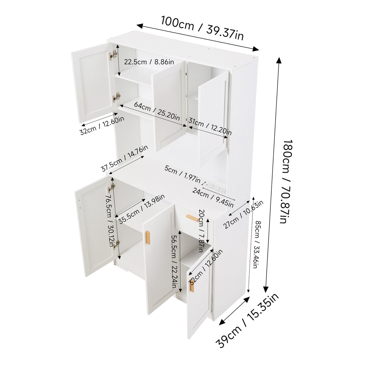 Tall Sideboard Storage Cabinet with LED Lights