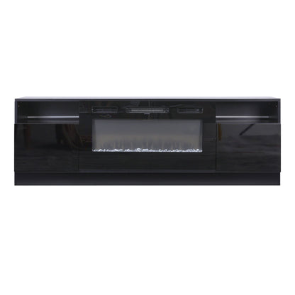 Recessed Electric Fireplace TV Stand with Closed Storage