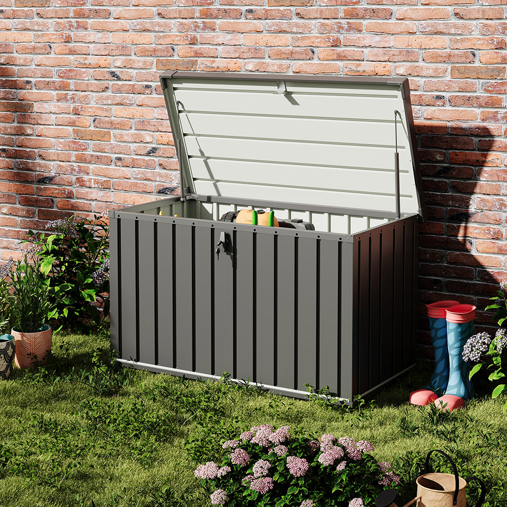 400L Metal Outdoor Storage Box with Lockable Lid