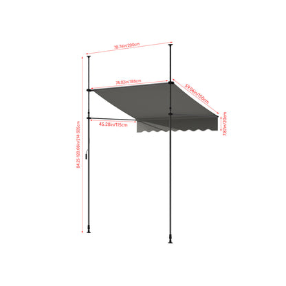 Retractable Awning with Adjustable Support Poles