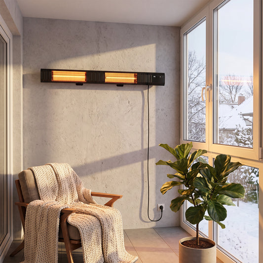 3000W Wall-Mounted Infrared Patio Heater with 9 Temperature Settings & 24H Timer