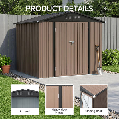 6x8FT Metal Garden Storage Shed with Lockable Door