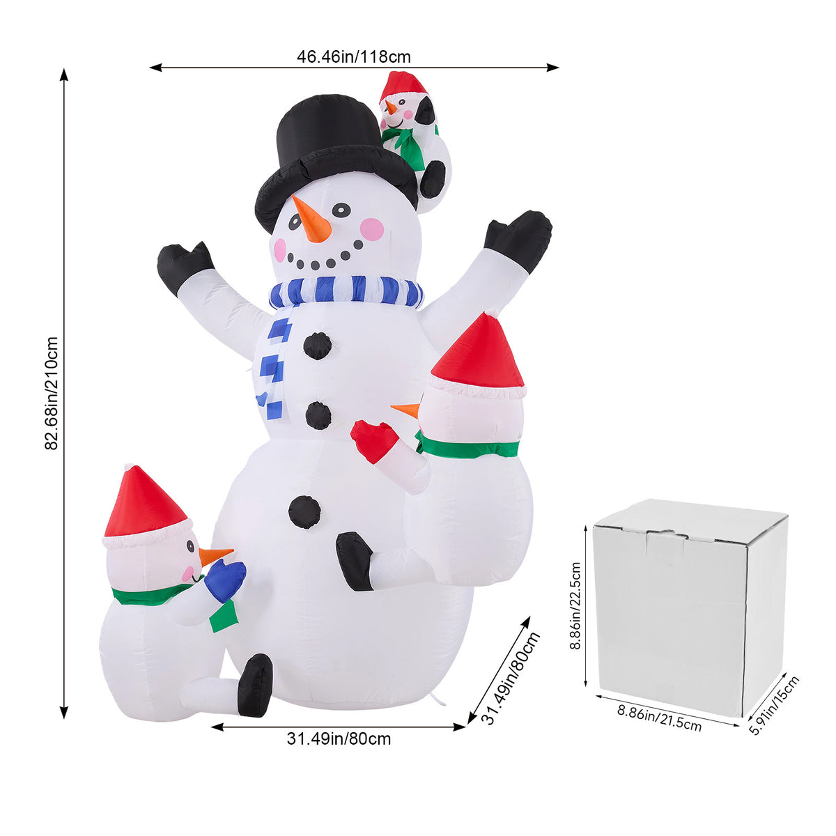 2.1m Christmas Inflatable Snowman Family with LED Lights