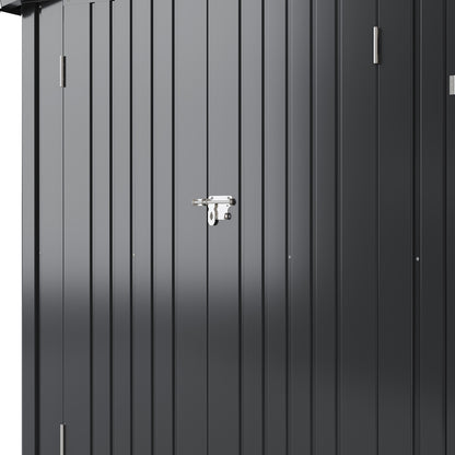 Garden Storage Shed with Lean-To Greenhouse With Double Doors