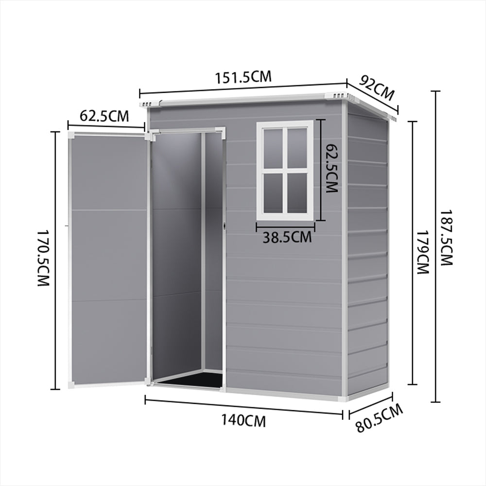5X3FT Outdoor Plastic Garden Storage Shed