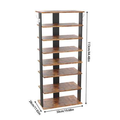 Natural Wood 8-Tier Shoe Rack for Entryway