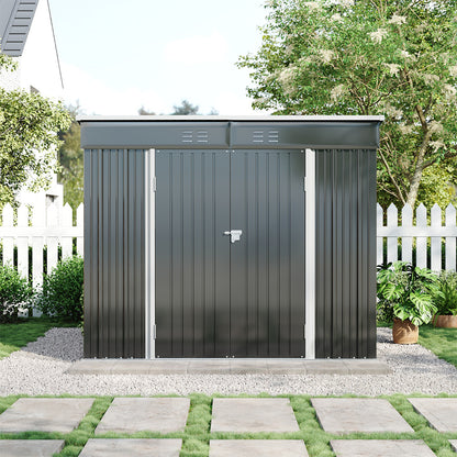 6x8FT Metal Garden Shed with Foundation