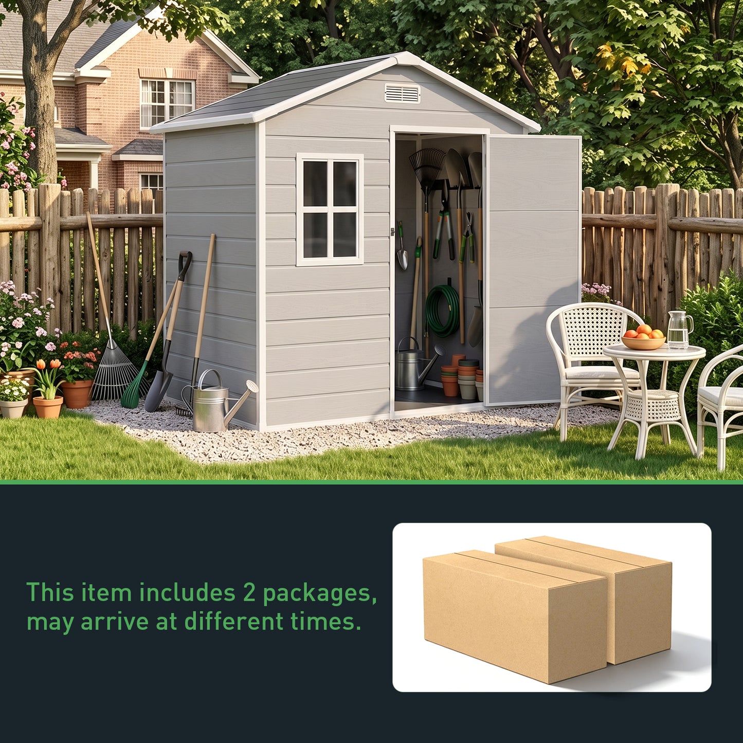 6x4FT Outdoor Plastic Storage Shed