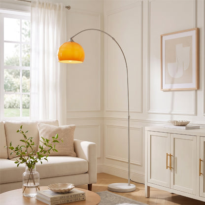 Modern Arched Floor Lamp with Marble Base