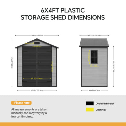 6 x 4 FT Garden Plastic Storage Shed