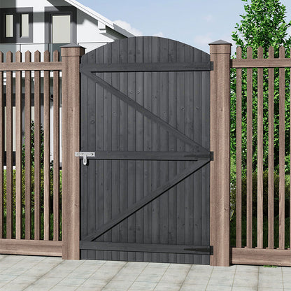 Grey Semi Braced Arch Top Strong Wooden Garden Gate