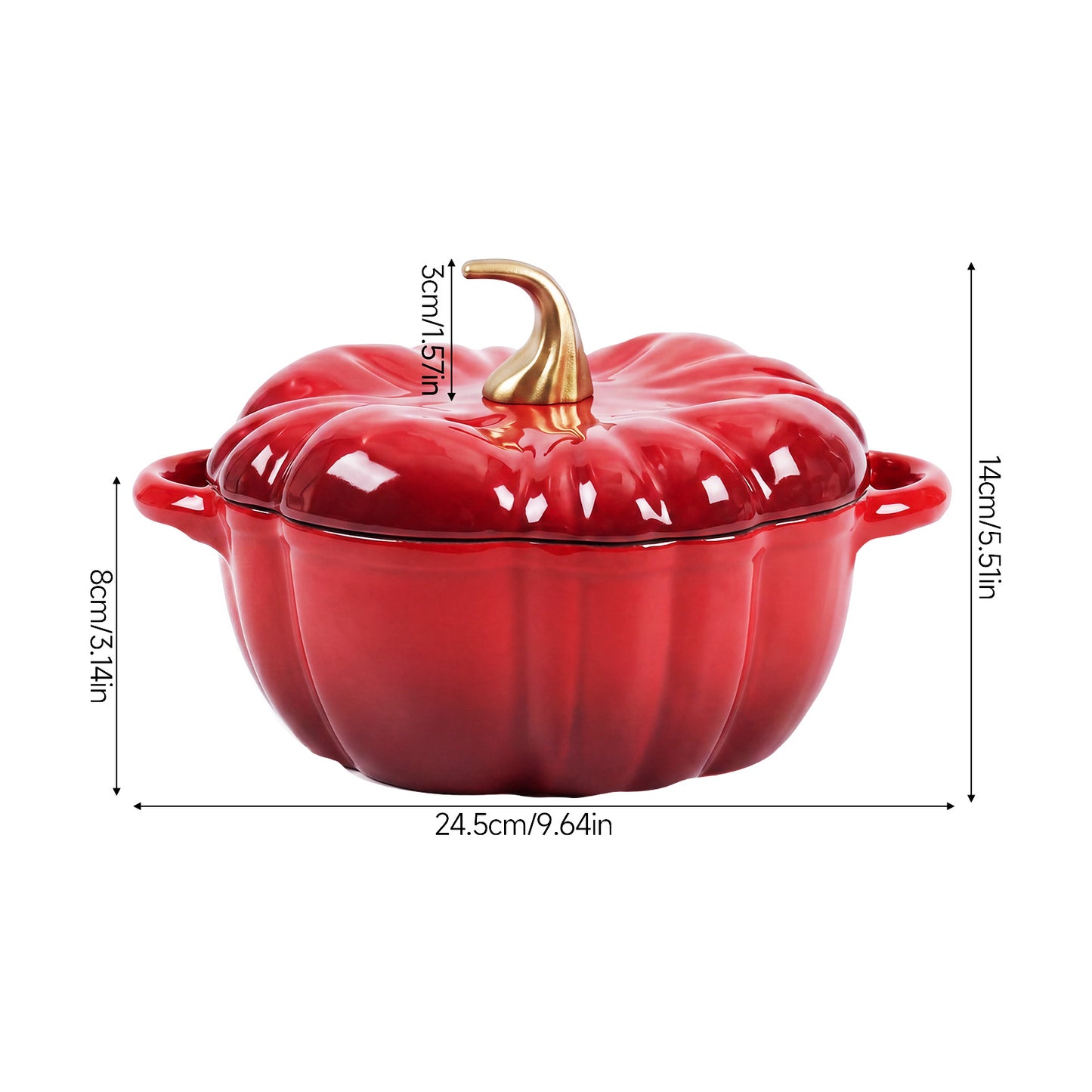 Enamelled Cast Iron Pumpkin Dutch Oven with Lid and Handles