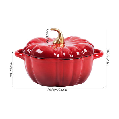 Enamelled Cast Iron Pumpkin Dutch Oven with Lid and Handles