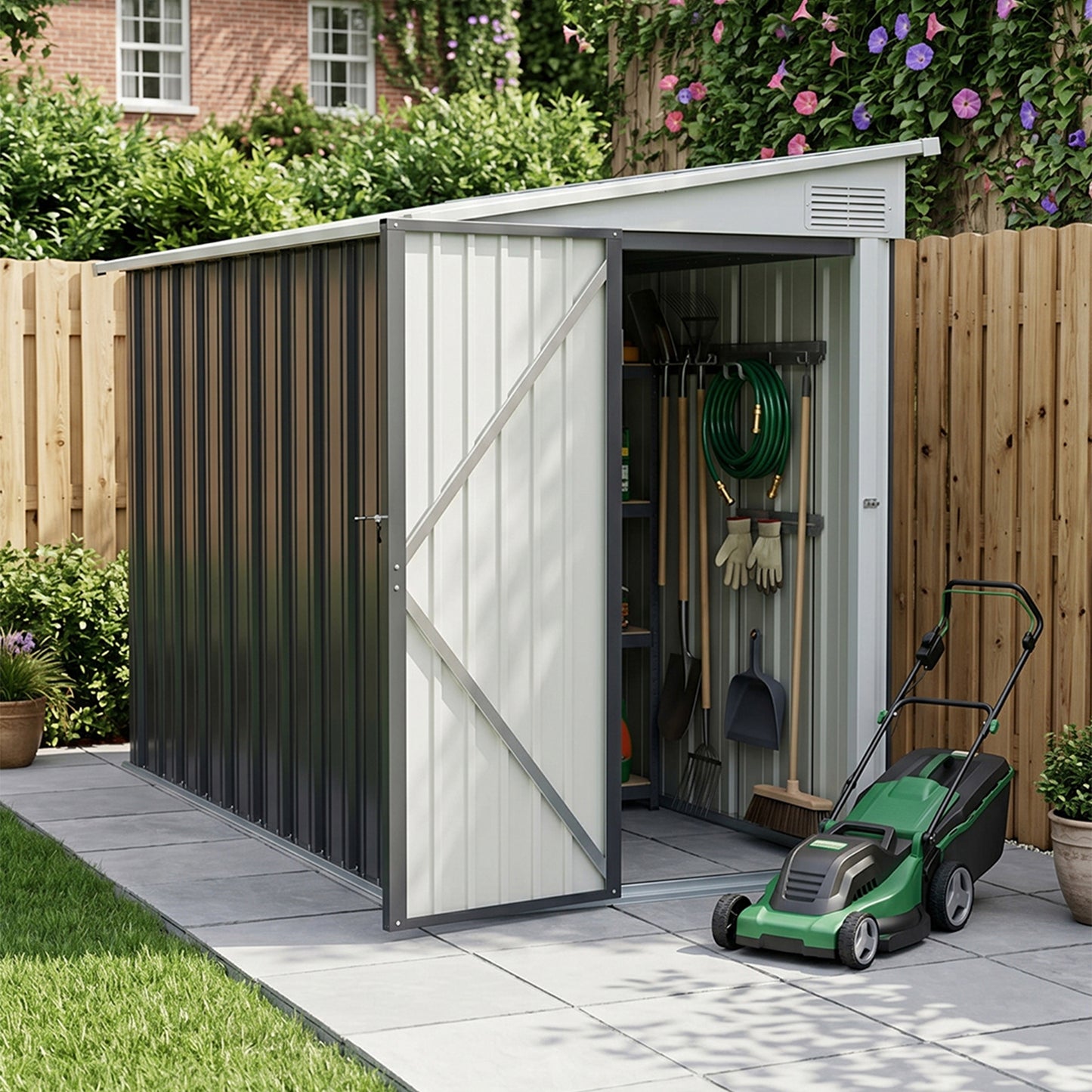 4x9 FT Pent Roof Garden Tool Shed Outdoor Patio Storage House